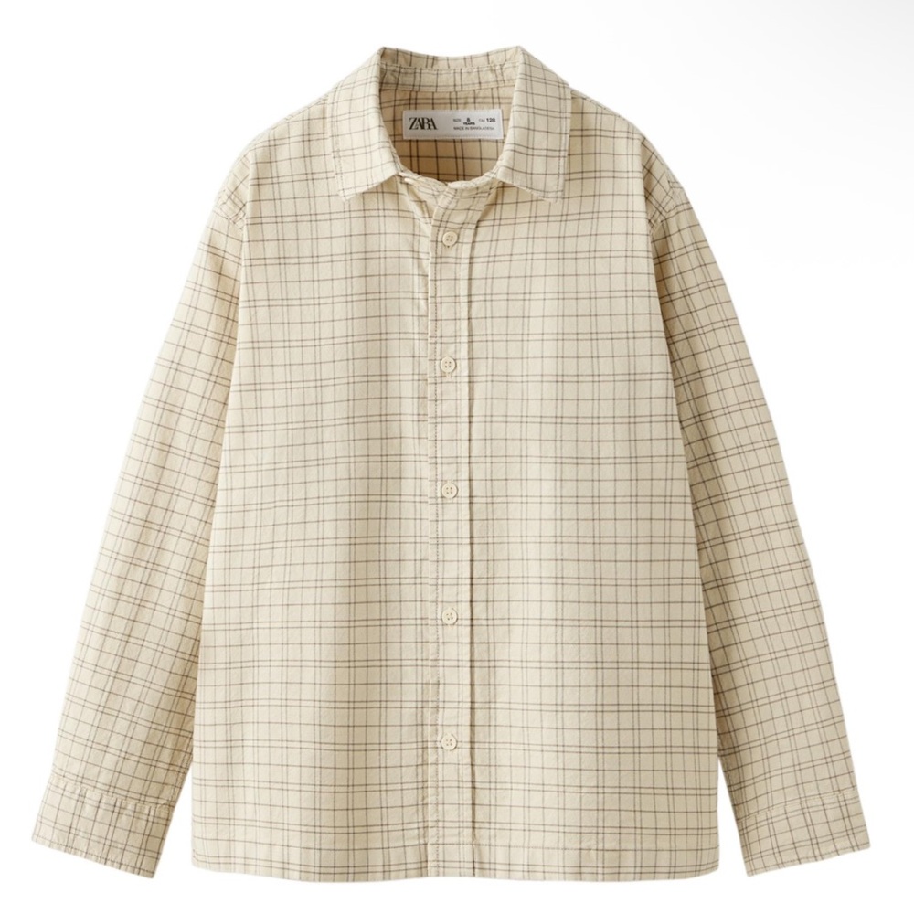 Zara Kids Checkered Beige Button Down Shirt